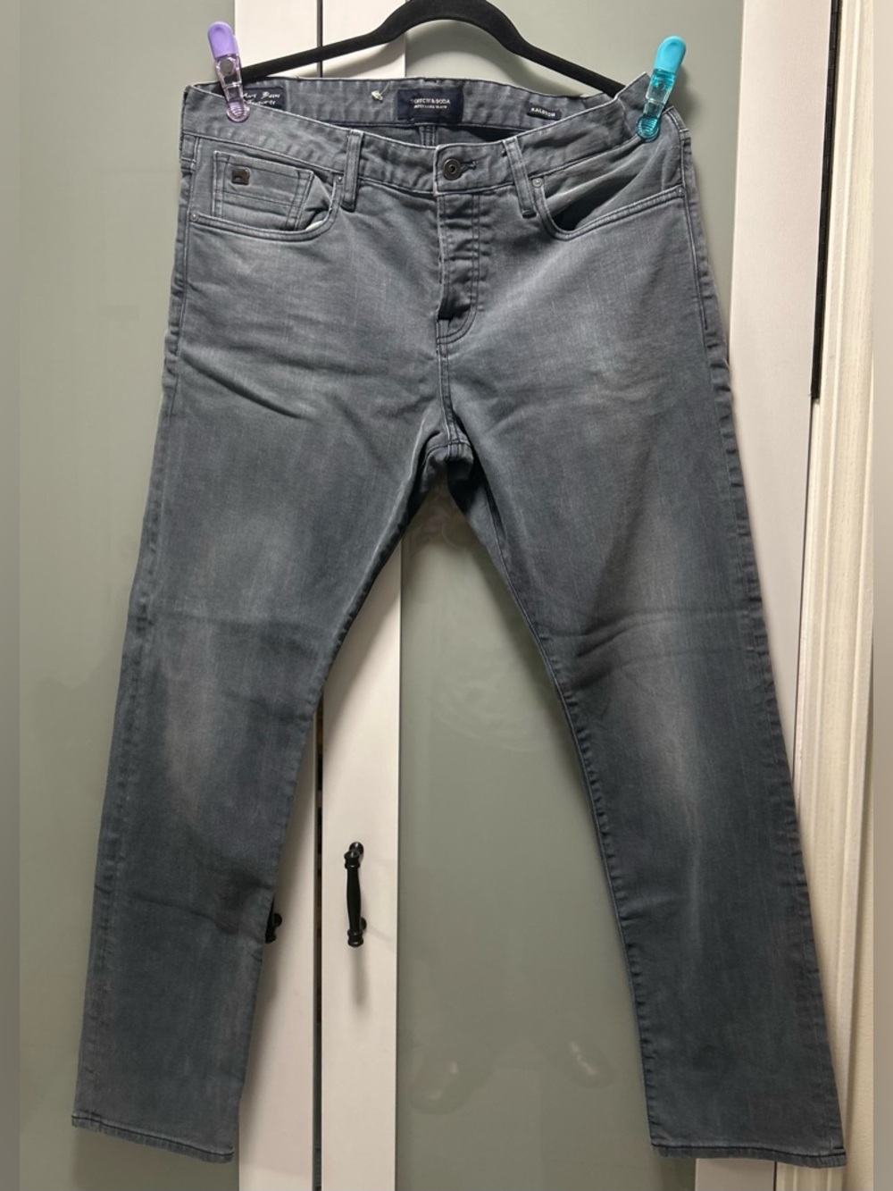 Scotch & Soda Sz 34 x 30 Amsterdam Blauw Slim
 Fit Jeans, Gray Whiskered
